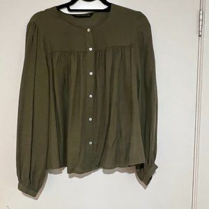 Zara Loose Fit Olive Green Top - Size Medium